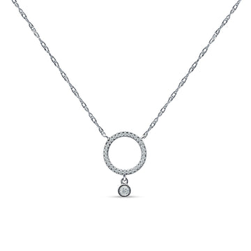 Dangling Diamond Open Circle Necklace 14K White Gold 0.09ct Wholesale